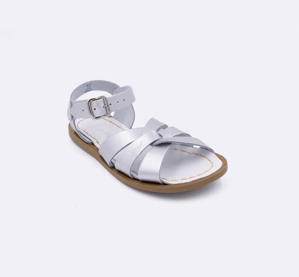 Salt Water Sandals The Original Silver Leather big Kid Size 3